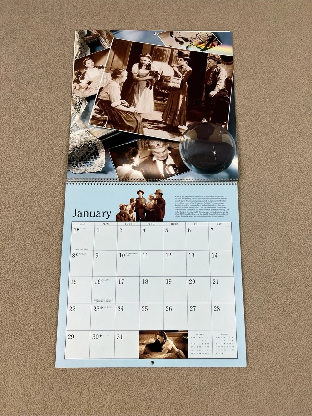VTG 1995 Hallmark Wizard Of Oz Calendar. Dorothy, Tin Man, Cowardly Lion, Toto.